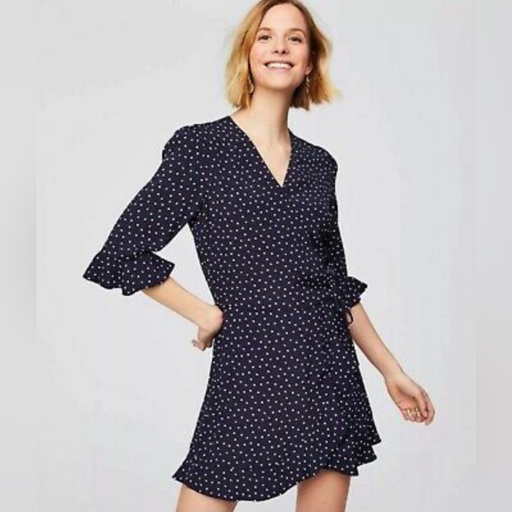 Loft Polka Dot Wrap Romper Dress
